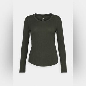 GAP Rib Long Sleeve Tee, Olive Green, XXS, Pre-Loved